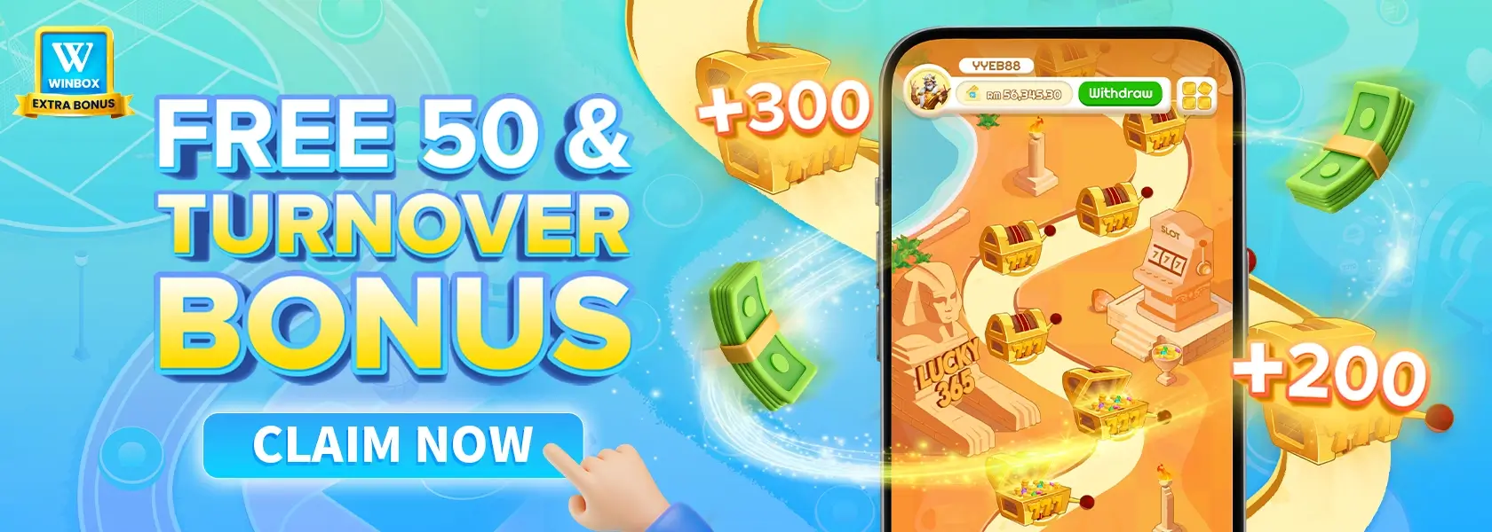 Winbox Extra Bonus and claim free turnover banner
